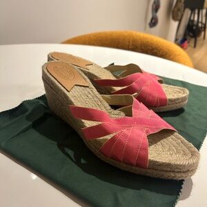 Stubbs and Wootton Strappy Pink Wedges Size